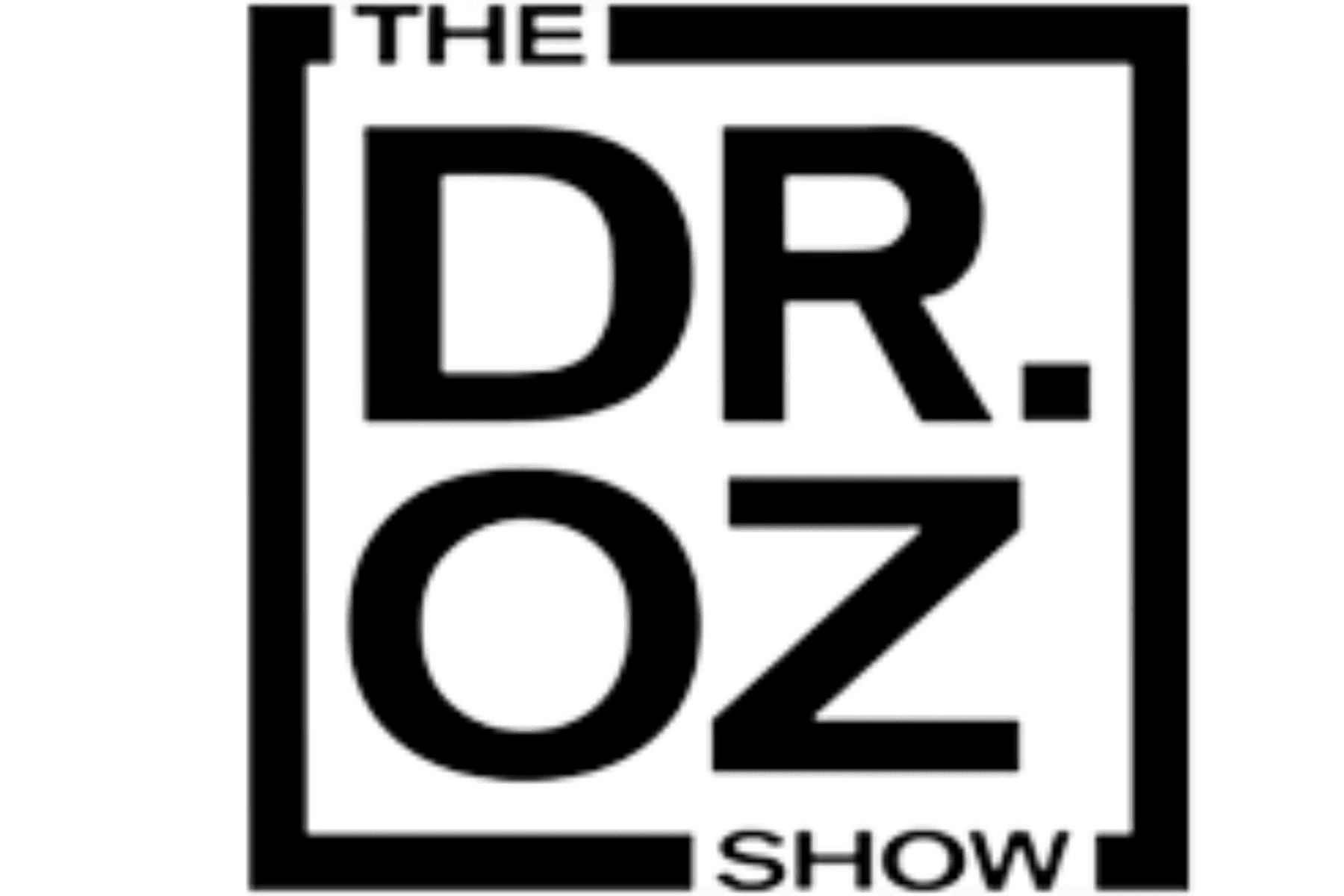 Logo of The Dr. Oz Show with bold black text in a rectangle.